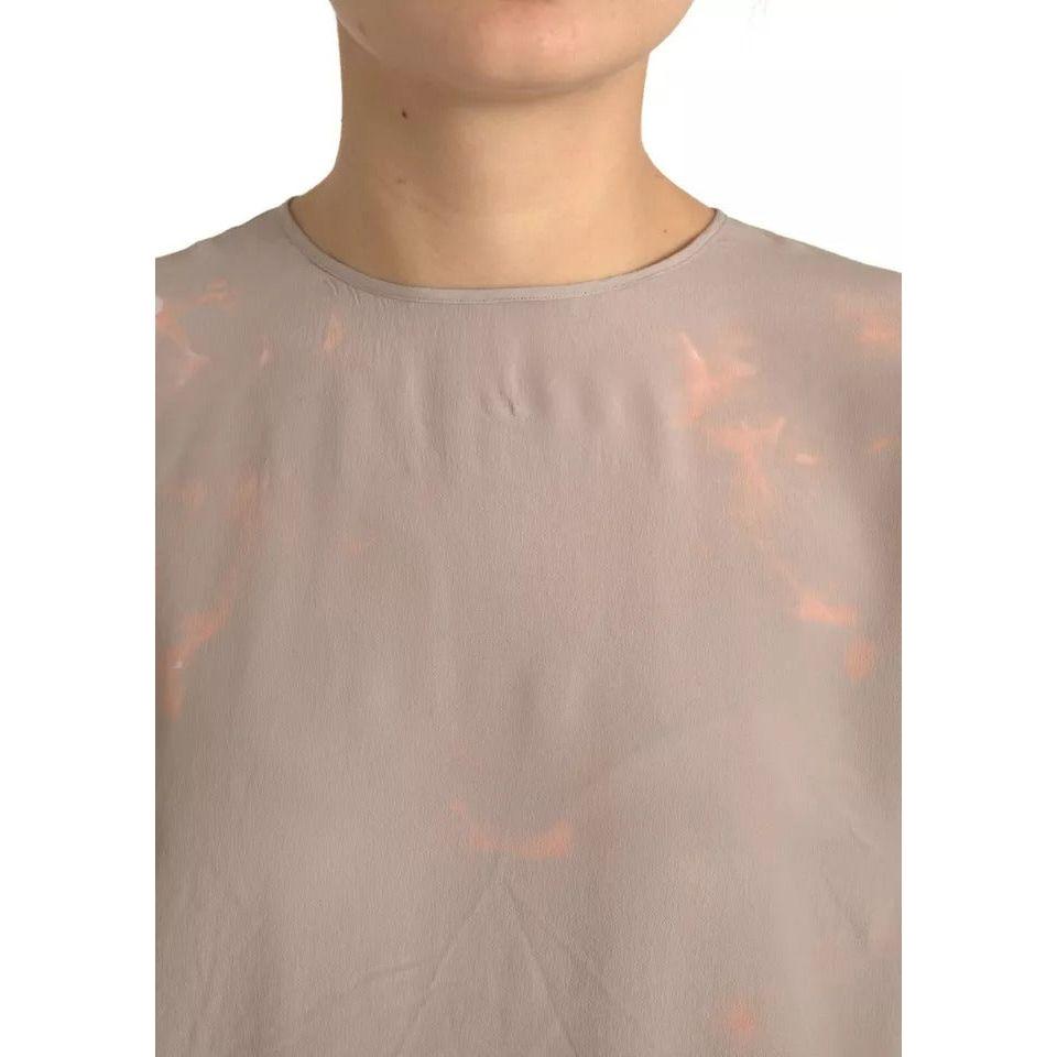 بلوزة دولتشي آند غابانا ذات الرقبة المستديرة والأكمام القصيرة باللون البني