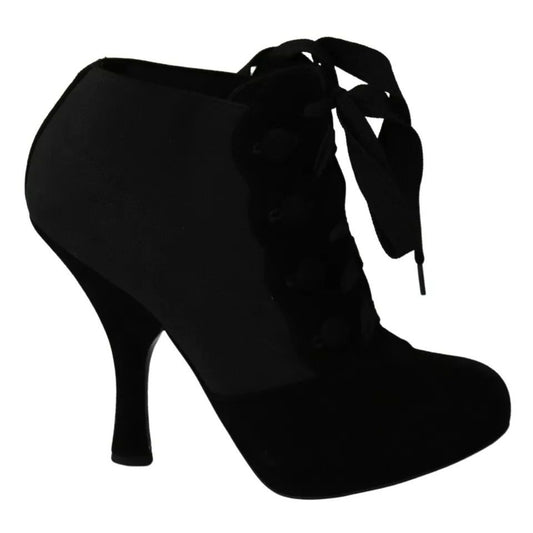 Dolce & Gabbana Black Suede Stretch Ankle Boots Booties Shoes
