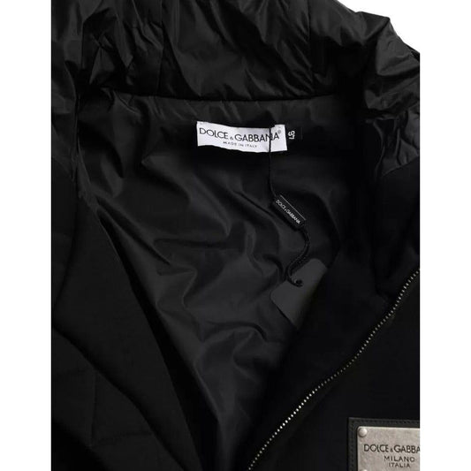 Dolce & Gabbana Black Cotton Hooded Logo Bomber Men Jacket Dolce & Gabbana Black