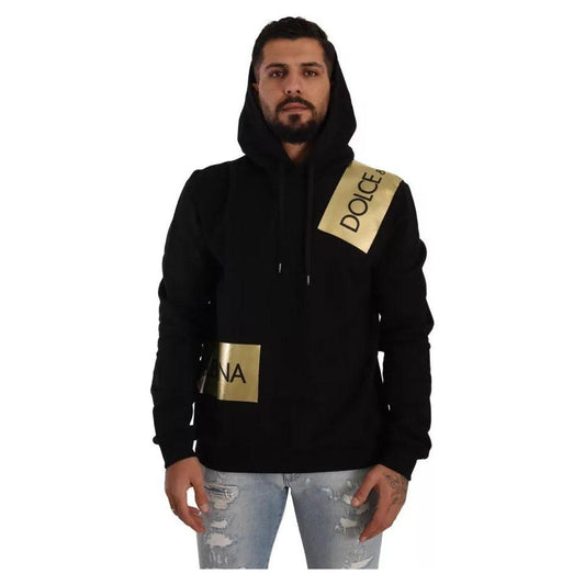 Dolce & Gabbana Black Gold Hooded Cotton Mens Pullover Sweater Dolce & Gabbana Rosy Brown