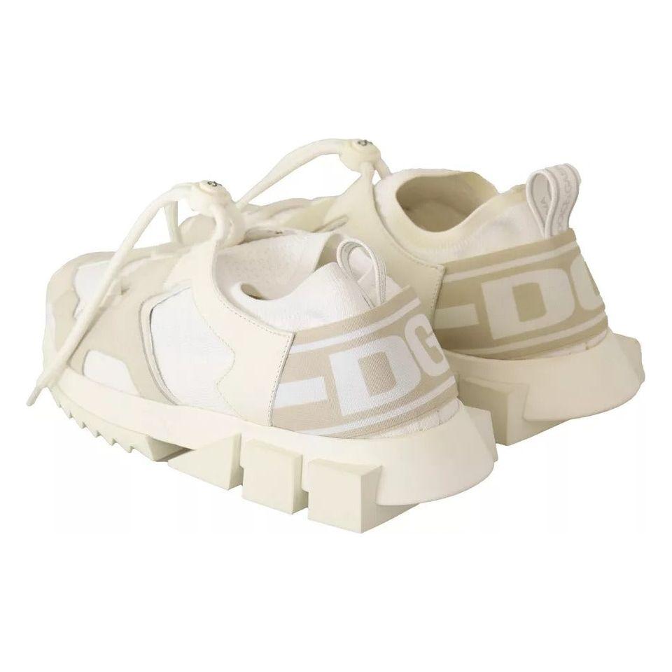 حذاء سنيكرز دولتشي آند غابانا سورينتو من القماش الأبيض برباط من الجلد السويدي