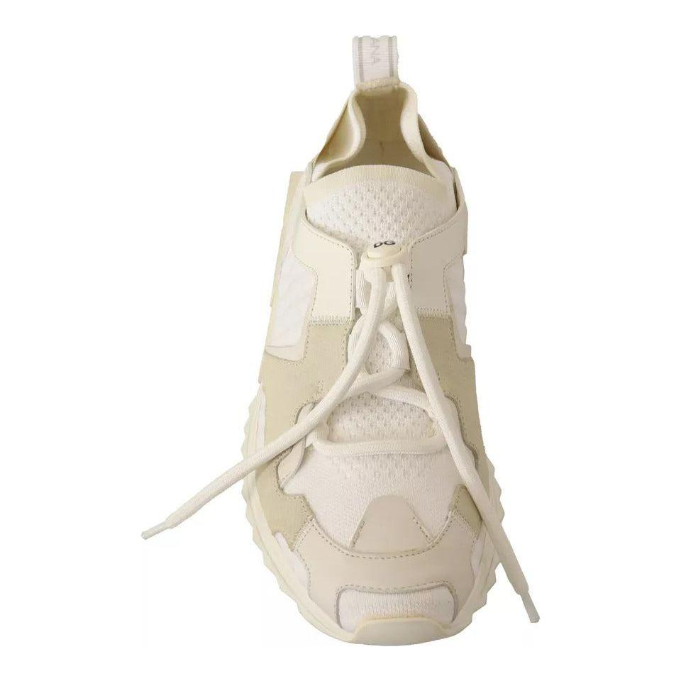 حذاء سنيكرز دولتشي آند غابانا سورينتو من القماش الأبيض برباط من الجلد السويدي