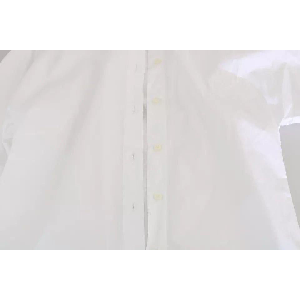 قميص بولو دولتشي آند غابانا أبيض بأكمام قصيرة وياقة