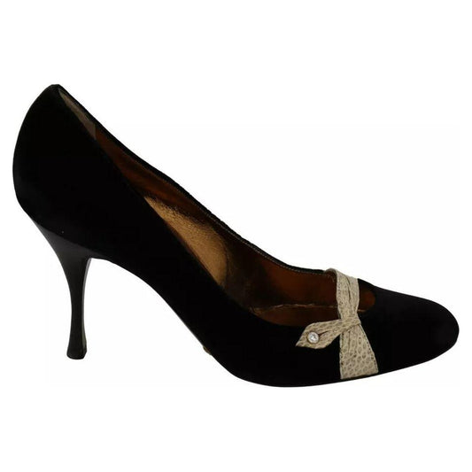 Dolce & Gabbana Black Velvet Ayers High Heels Pumps Shoes Dolce & Gabbana Black