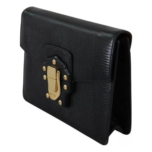 Dolce & Gabbana Black Leather Gold Metal Mini Women Purse Bag Lucia Wallet Dolce & Gabbana Black
