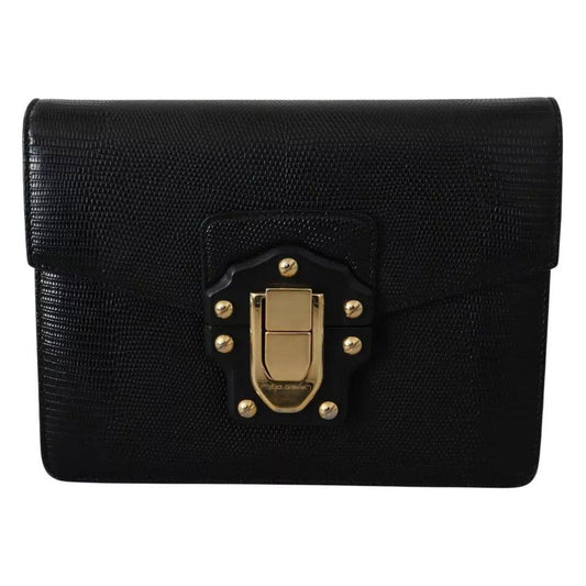 Dolce & Gabbana Black Leather Gold Metal Mini Women Purse Bag Lucia Wallet Dolce & Gabbana Black