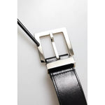 Dolce & Gabbana Black Leather Beige Strap Silver Metal Buckle Belt BEL9096-65