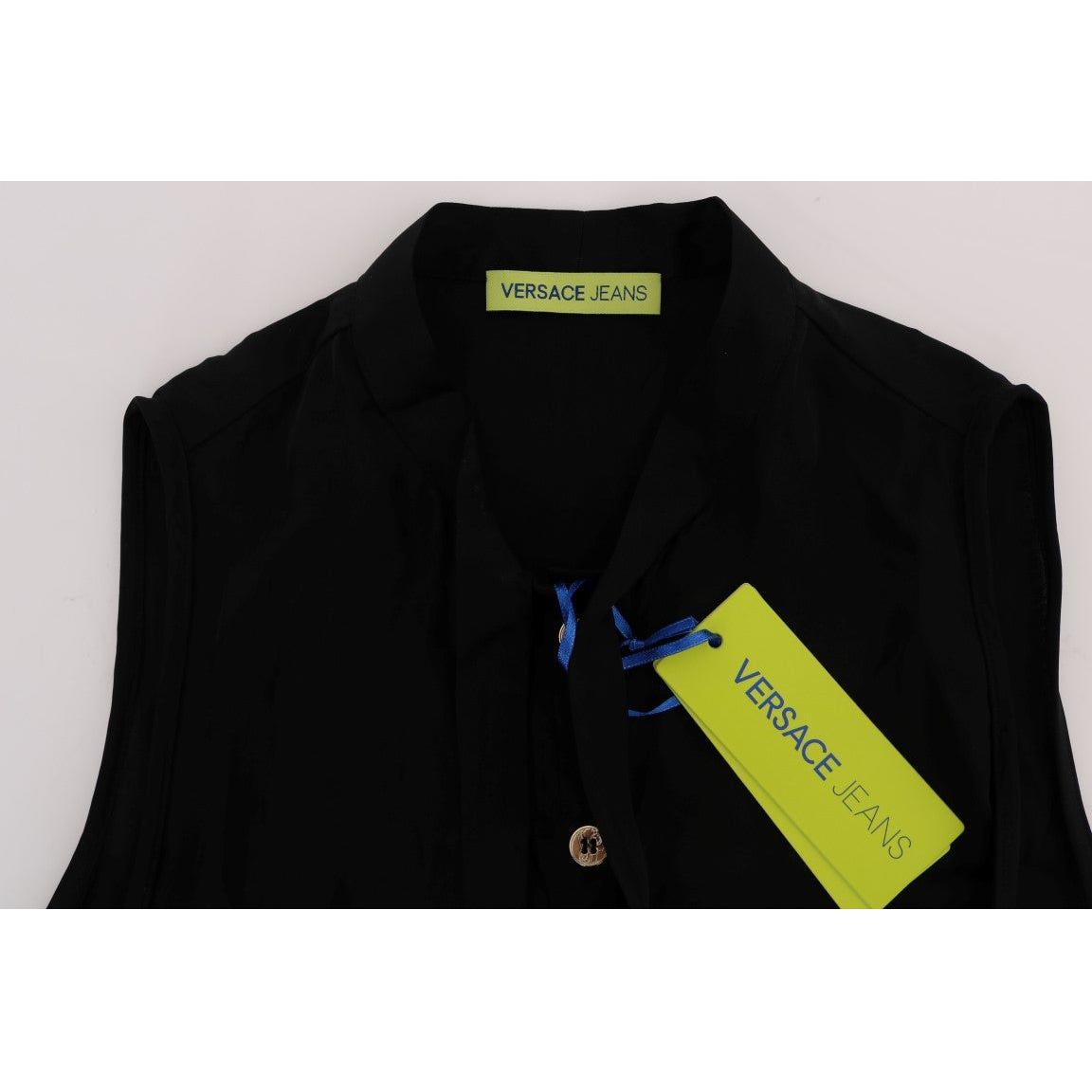 时尚无袖黑色衬衫