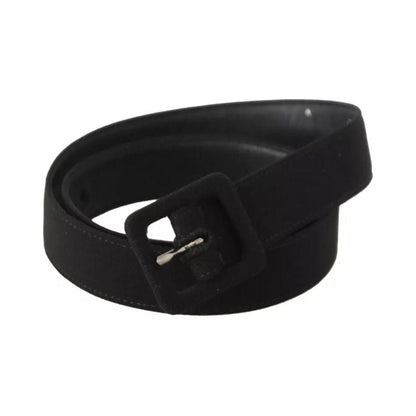 Dolce & Gabbana Black Velvet Leather Logo Waist Buckle Belt