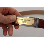 Dolce & Gabbana Brown Leather Gold Engraved Metal Buckle Belt BEL8926-90
