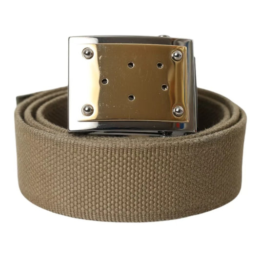Dolce & Gabbana Brown Canvas Square Metal Buckle Men Belt BEL9135-90
