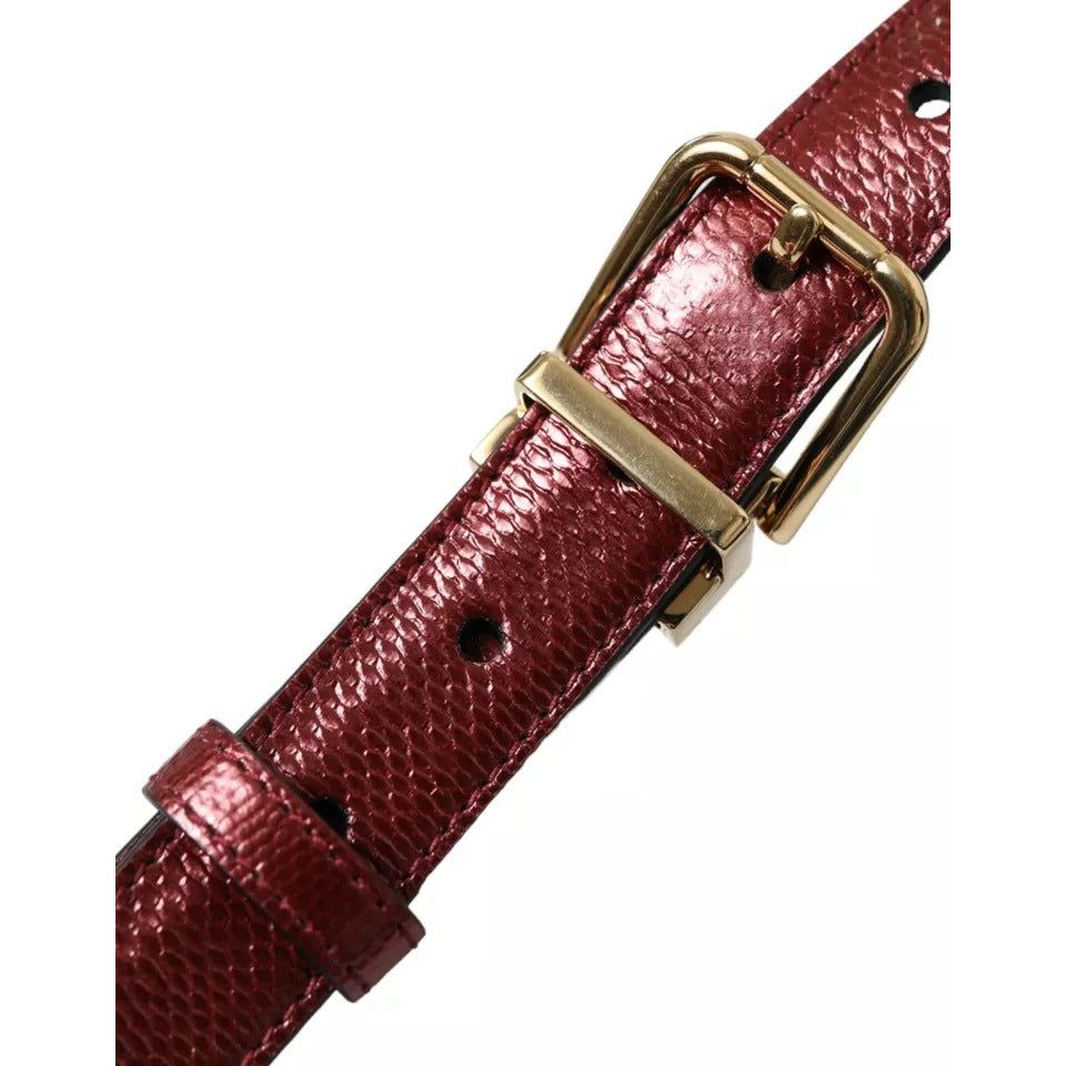 Dolce & Gabbana Maroon Leather Gold Metal Buckle Men Belt BEL9104-90