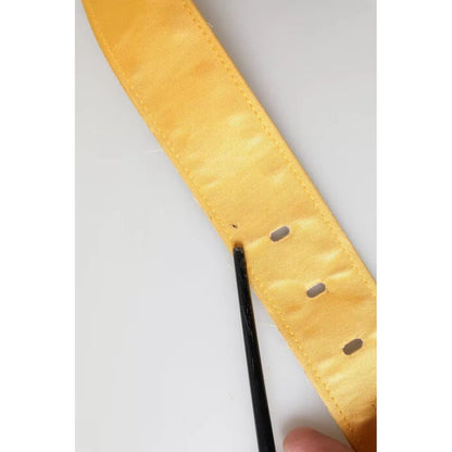 Dolce & Gabbana Gold Satin Leather Oval Metal Buckle Belt