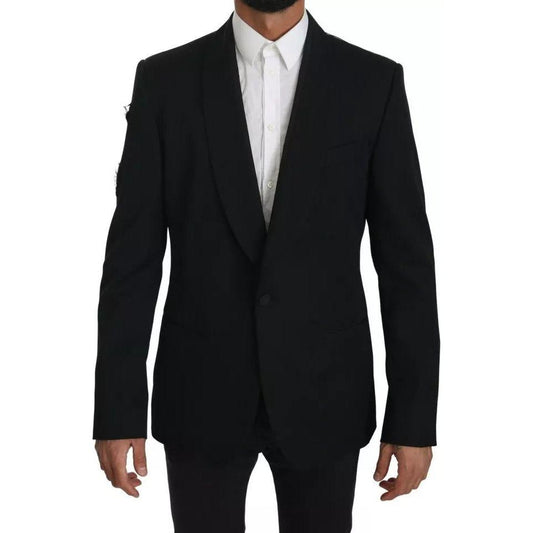 Dolce & Gabbana Black Single Breasted Formal Coat Blazer Dolce & Gabbana Black