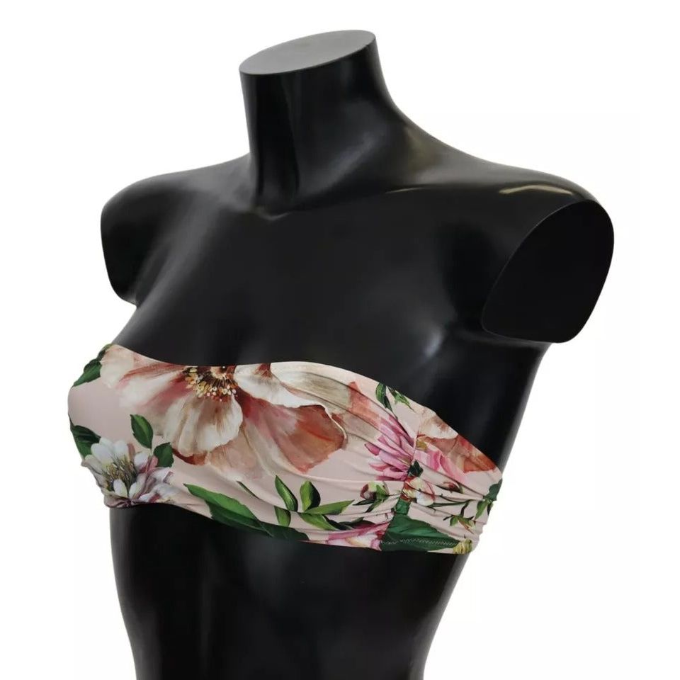 ملابس سباحة بطبعة زهور وردية من دولتشي آند غابانا - بيكيني علوي