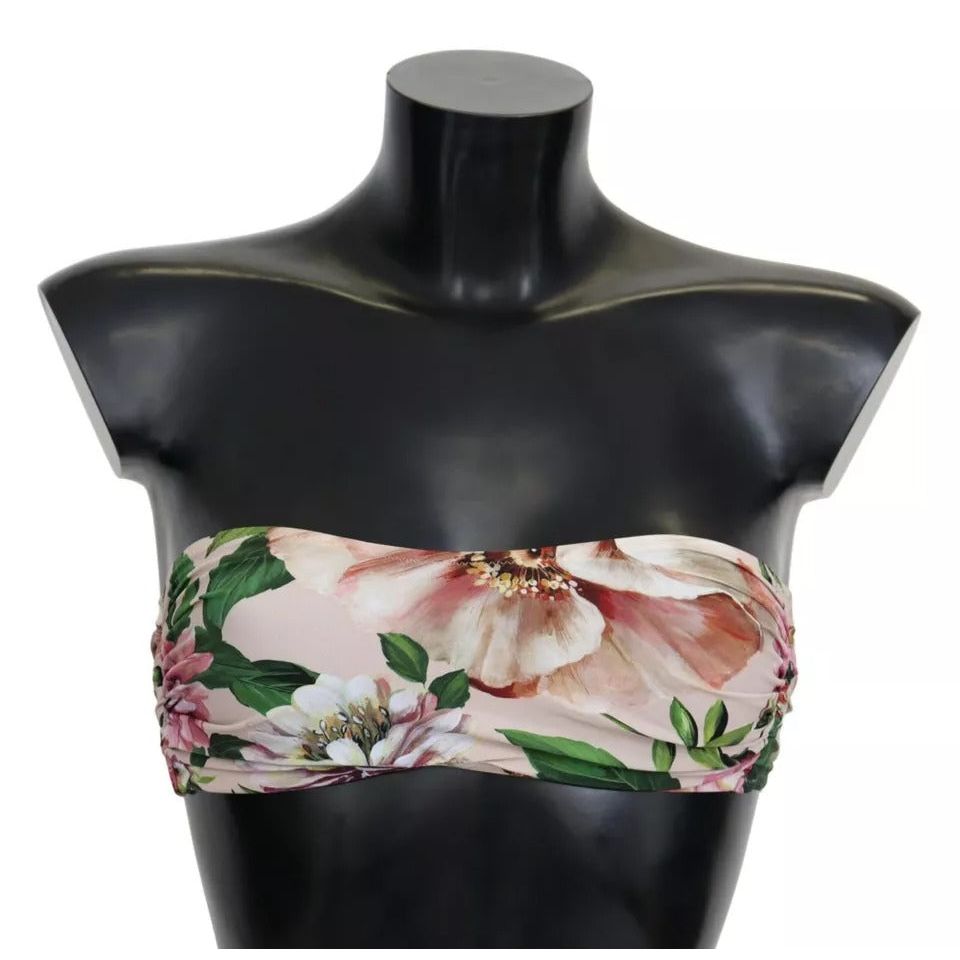 ملابس سباحة بطبعة زهور وردية من دولتشي آند غابانا - بيكيني علوي