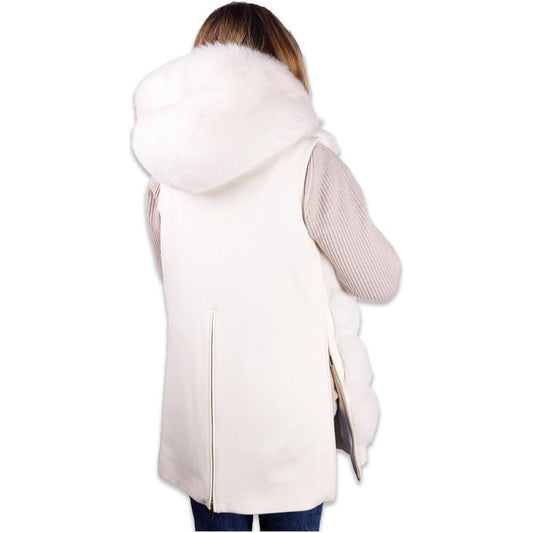 Made in Italy White Wool Women Coat LO-4900-IT42|M