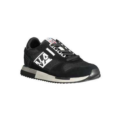 Napapijri Black Leather Men Sneaker with sleek design and iconic logo.