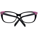 Emilio Pucci Black Women Glasses Frame in butterfly style, full-rim, plastic material, demo lenses, includes branded case.