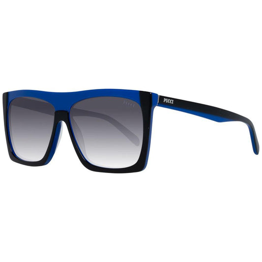 Emilio Pucci multicolor rectangle sunglasses for women with gradient grey lenses, UVA & UVB protection, full-rim plastic frame.
