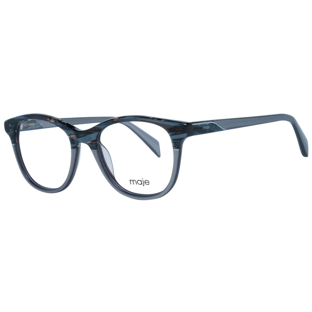 Maje Gray Women Glasses Frame in trapezium full-rim style, grey acetate material, demo plastic lenses, size 48-18-140.