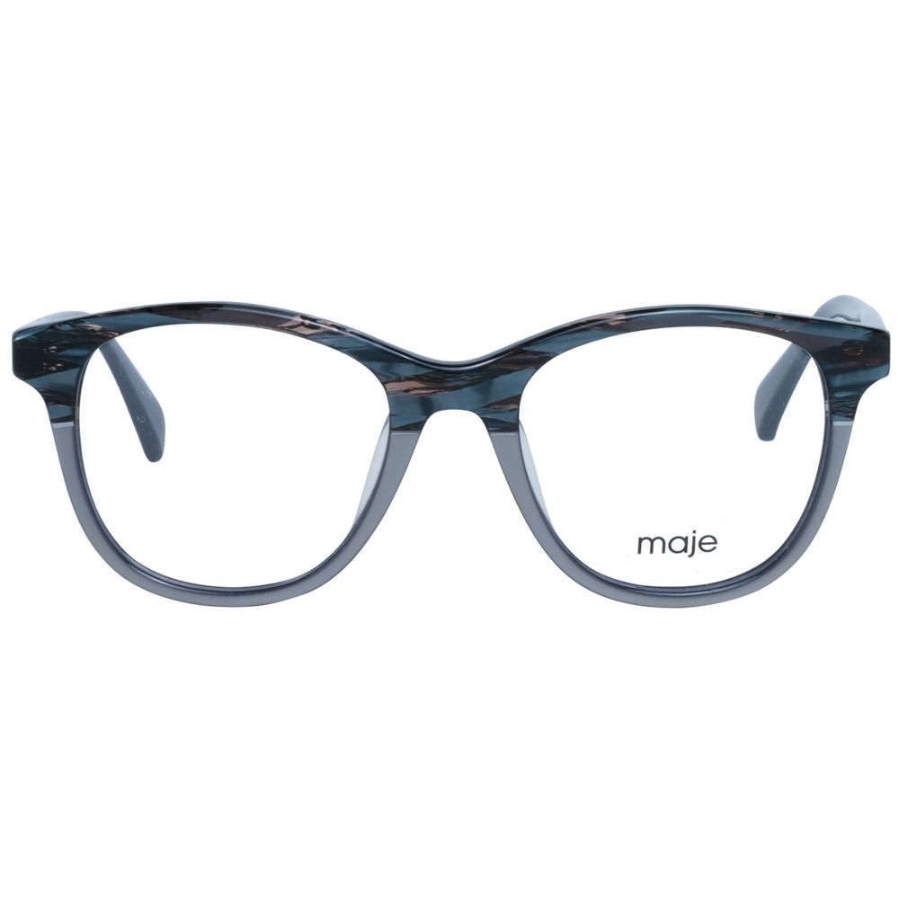 Maje Gray Women Glasses Frame in full-rim trapezium shape, acetate material, demo lenses, 48-18-140 size dimensions, grey color.