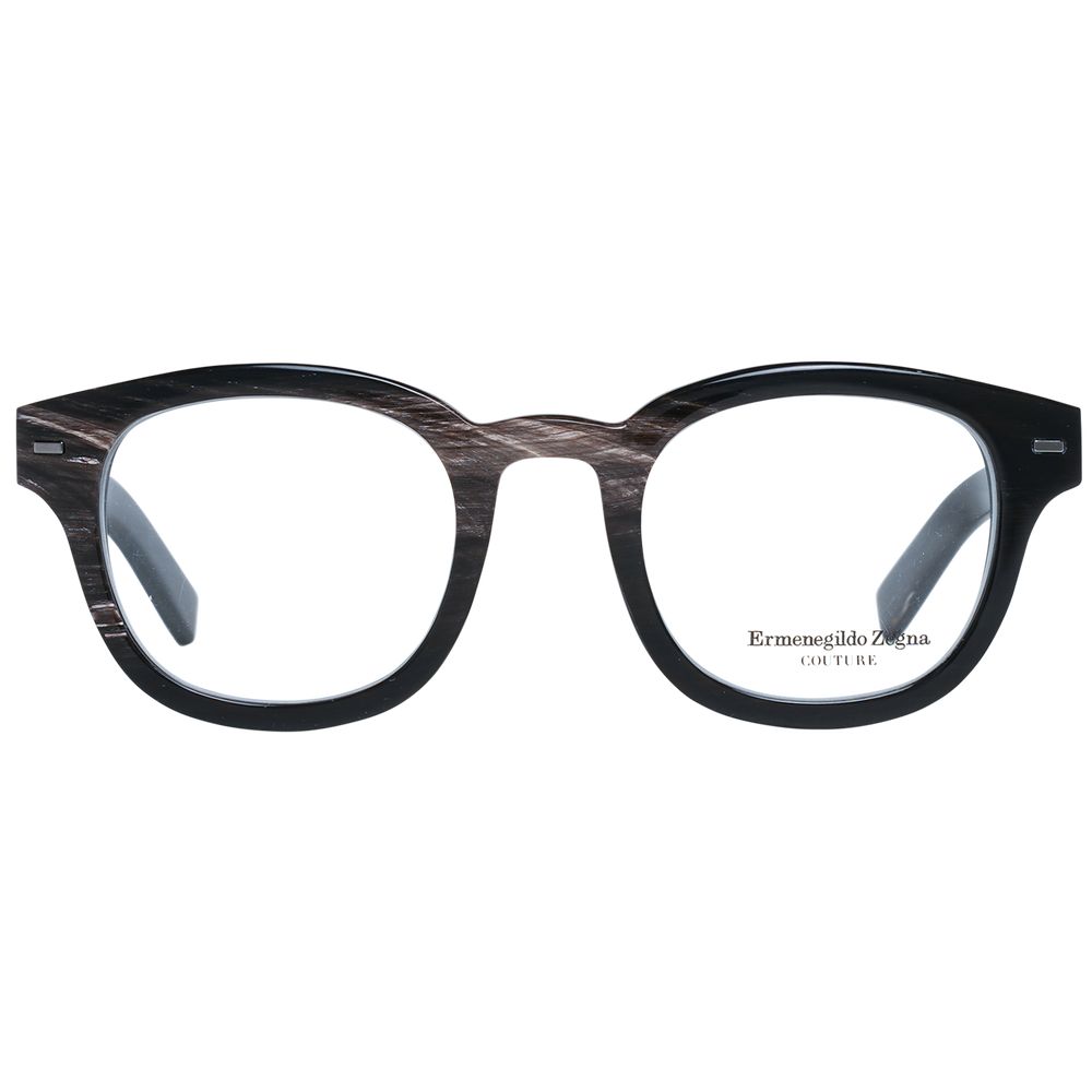 Alt Tag: Ermenegildo Zegna Black Horn Glasses (Frames) in full-rim square style with black horn frame material, for men.