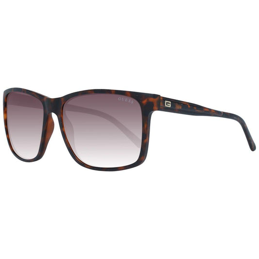 Guess brown men sunglasses with square gradient lenses, plastic frame, full-rim style, and 100% UVA & UVB protection.