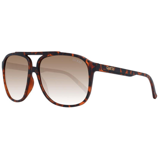 Guess Brown Men's Aviator Sunglasses with Gradient Plastic Lenses and Full-Rim, Tortoise Pattern Frame