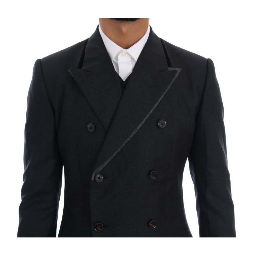 Dolce & Gabbana Gray Wool Double Breasted 3 Piece Suit