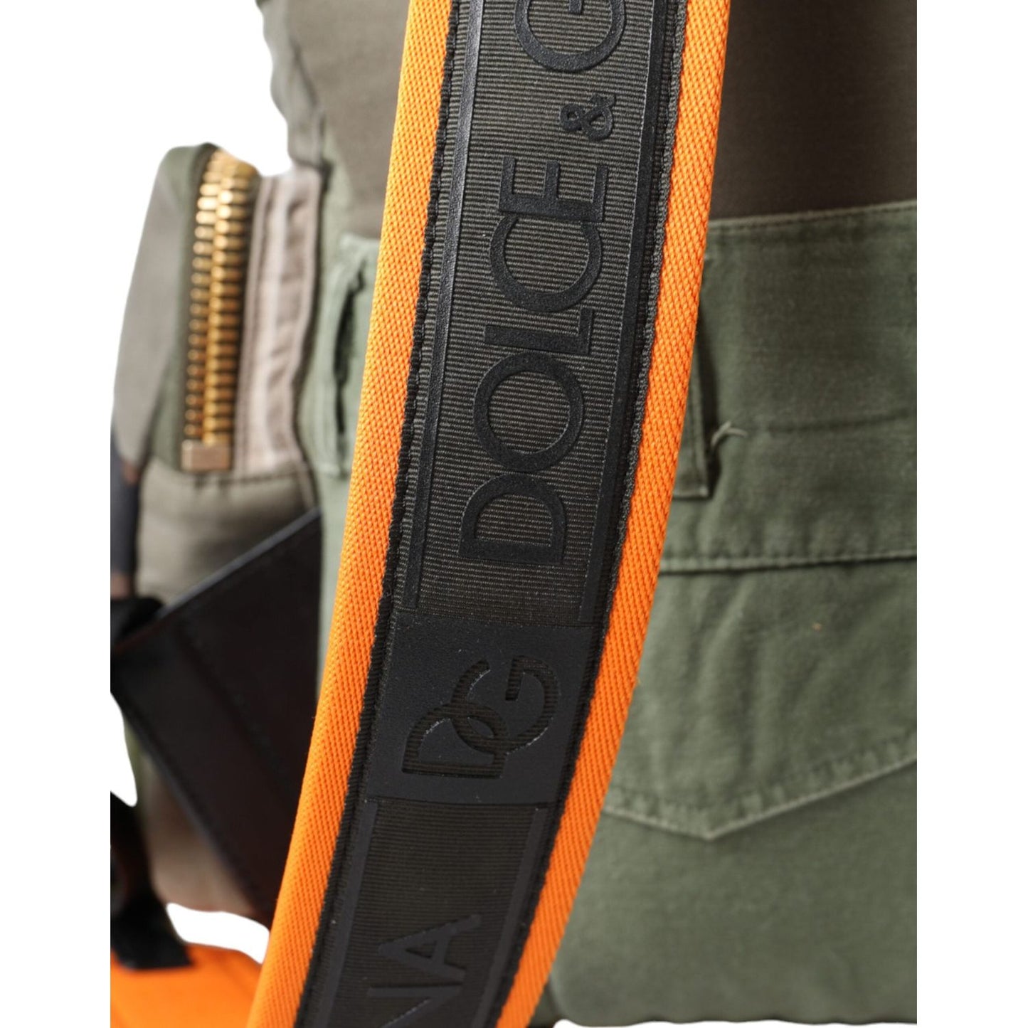 Dolce & Gabbana Military Green Patchwork Rucksack Backpack Bag