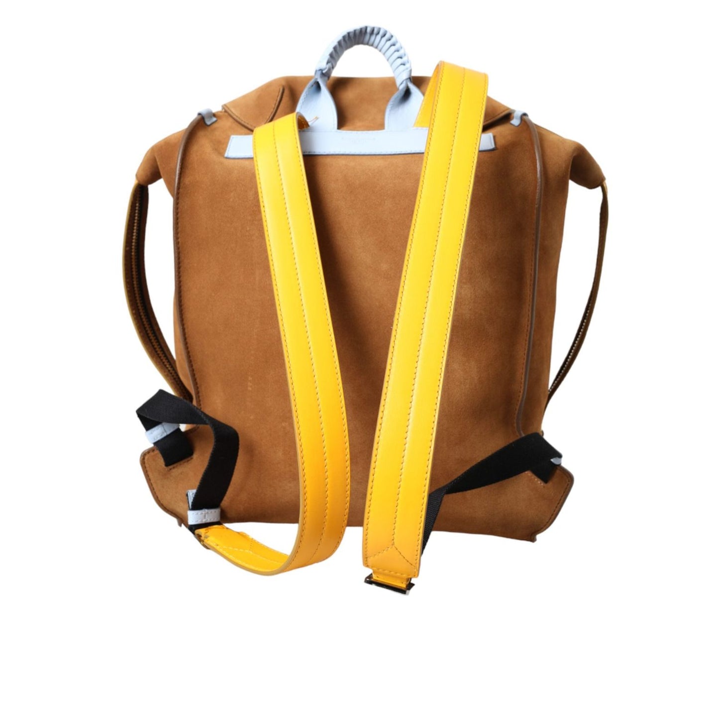 Dolce & Gabbana Brown Yellow Suede Leather Logo Backpack Bag