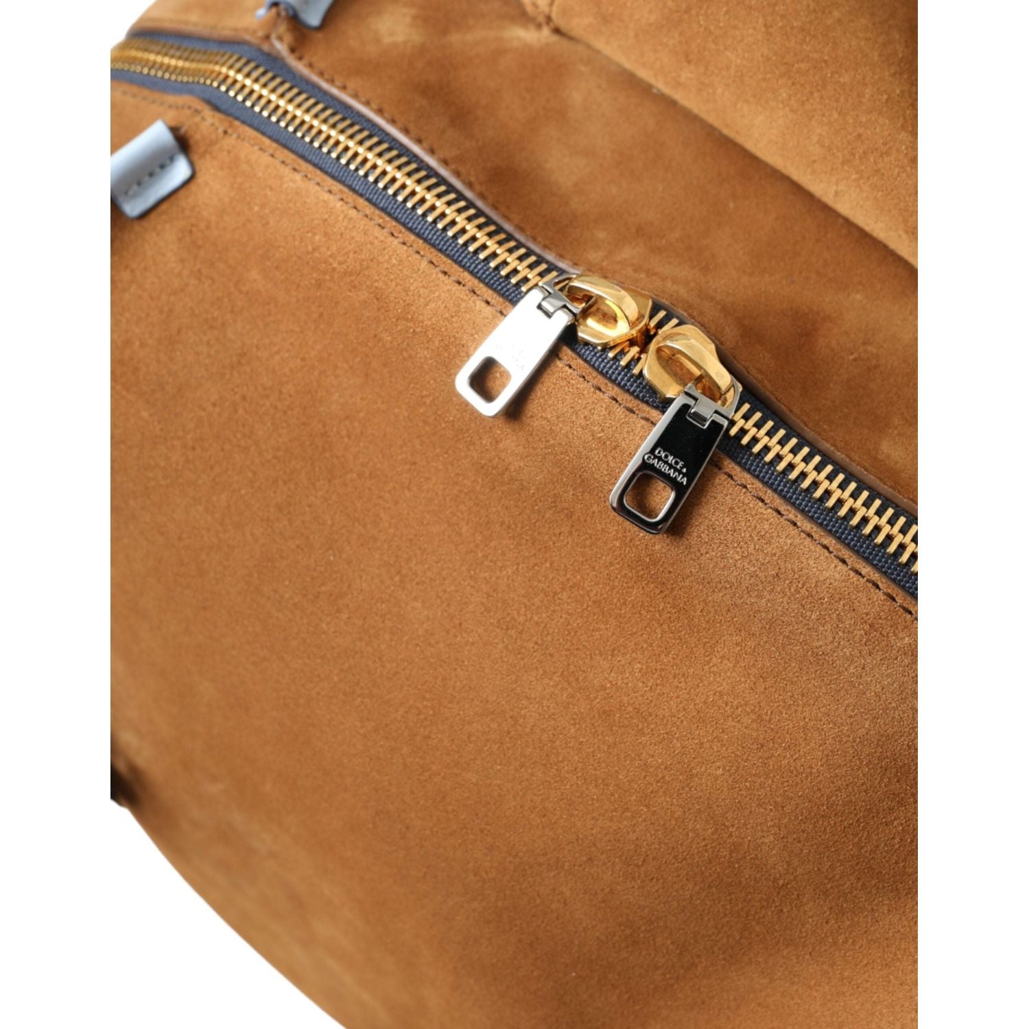 حقيبة ظهر دولتشي آند غابانا من الجلد المدبوغ باللون البني والأصفر مع شعار