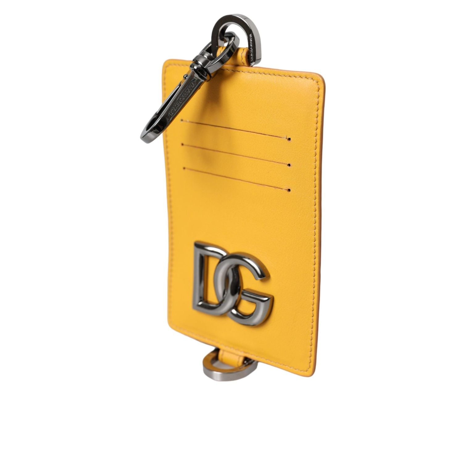 محفظة دولتشي آند غابانا ذات حامل بطاقات الائتمان من جلد العجل باللون البرتقالي