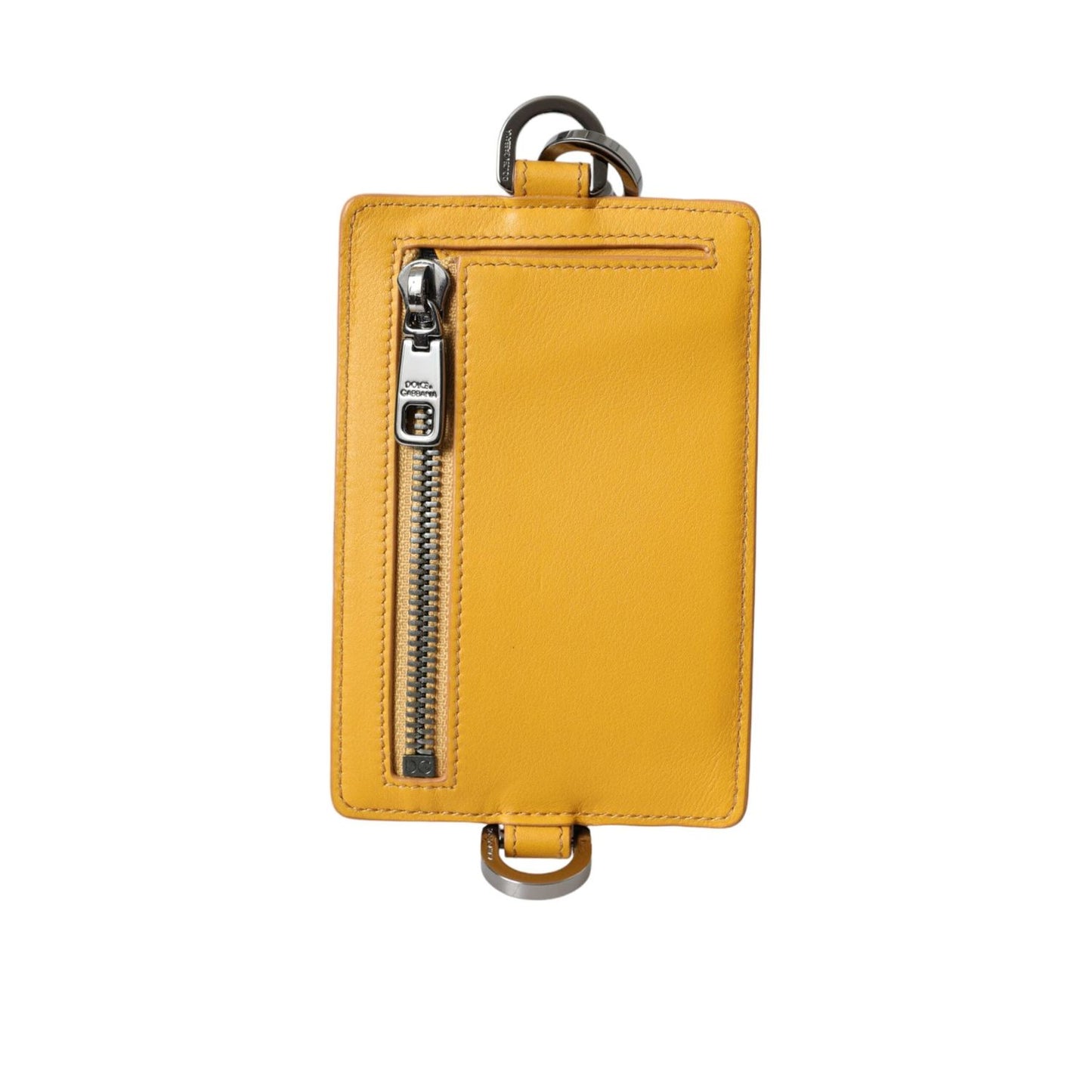 Dolce & Gabbana Orange Calf Leather Credit Card Holder Clip On Wallet