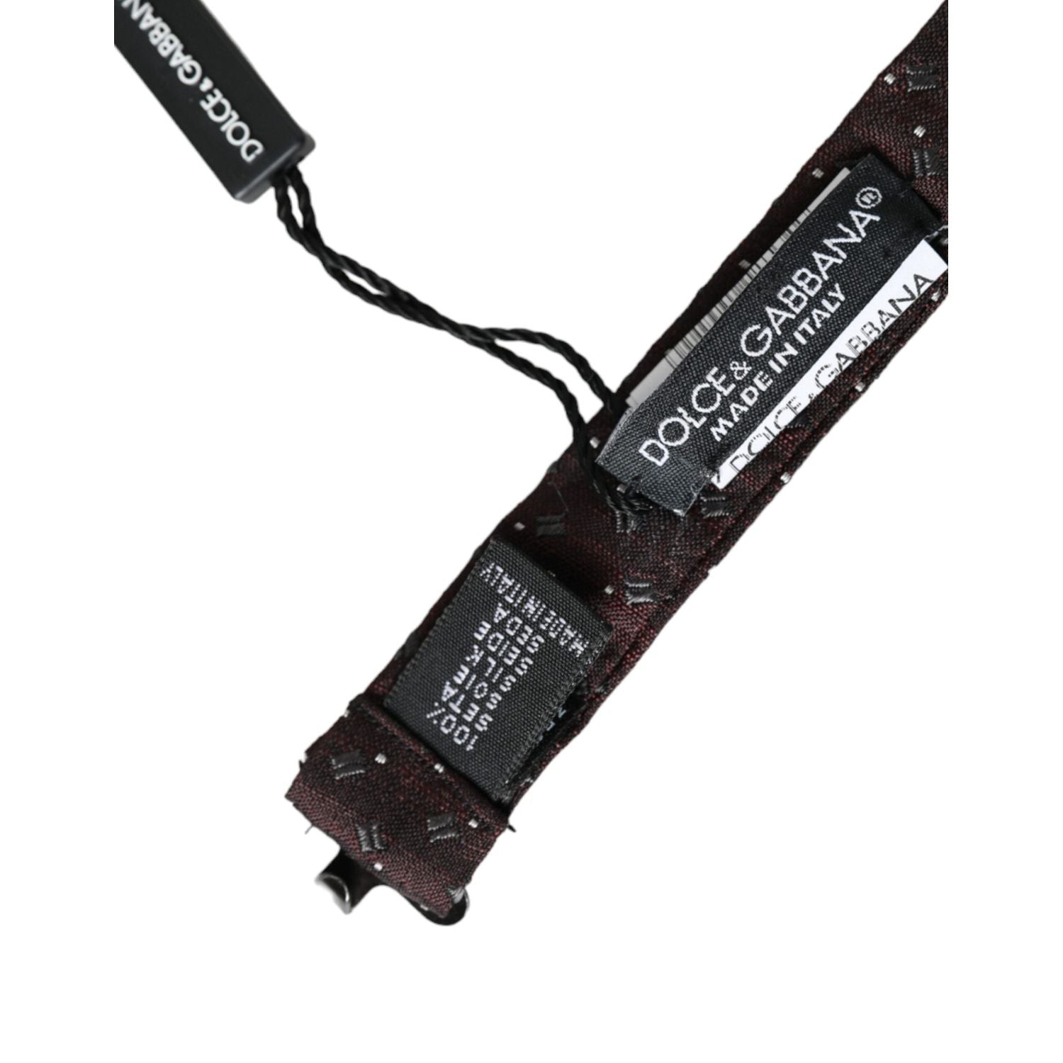 Dolce & Gabbana Maroon Silk Patterned Adjustable Neck Papillon Bow Tie