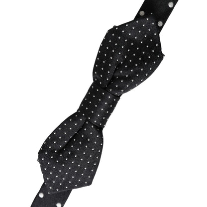 Dolce & Gabbana Black Silk Polka Dot Adjustable Neck Men Papillon Bow Tie