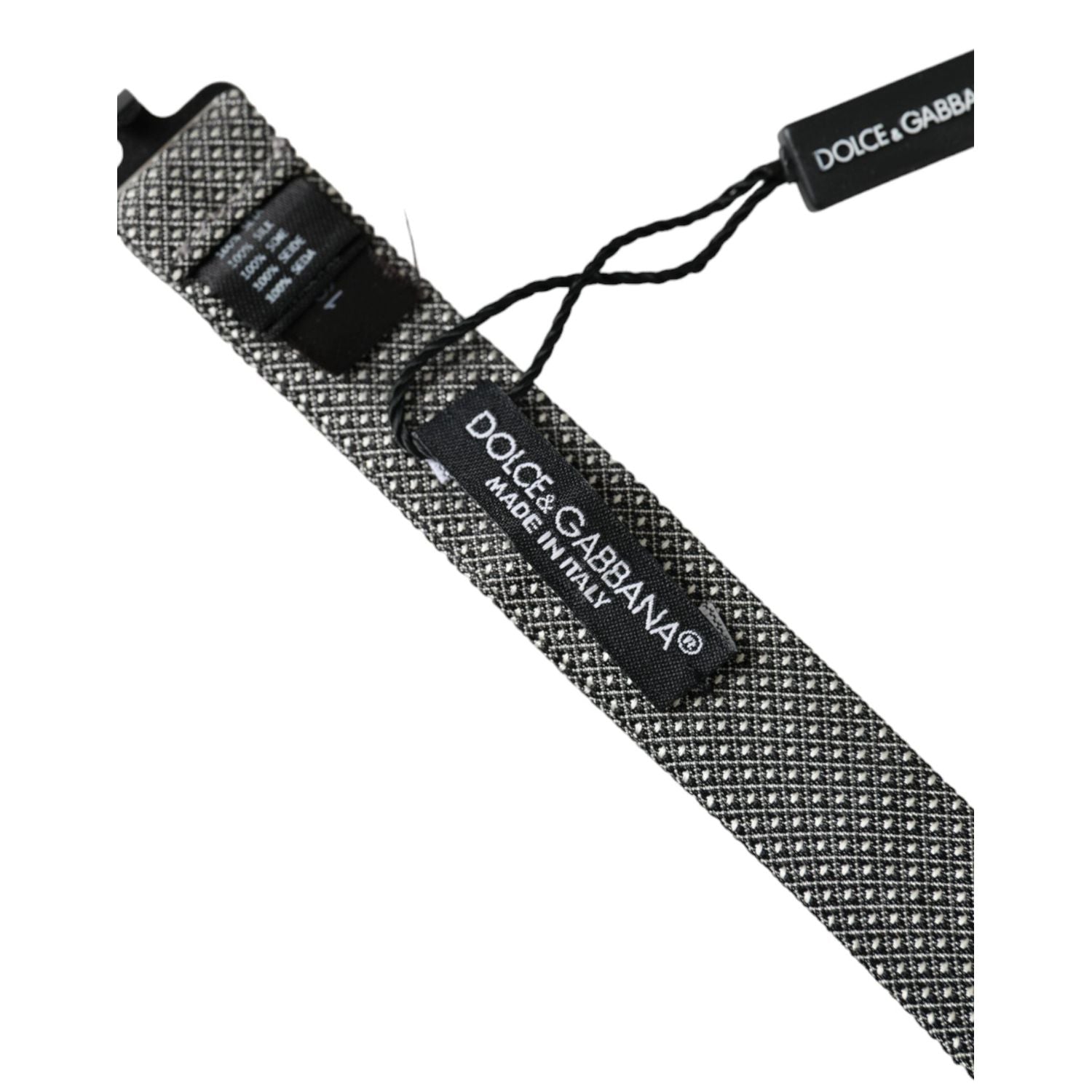 Dolce & Gabbana Gray Silk Patterned Adjustable Neck Men Papillon Bow Tie