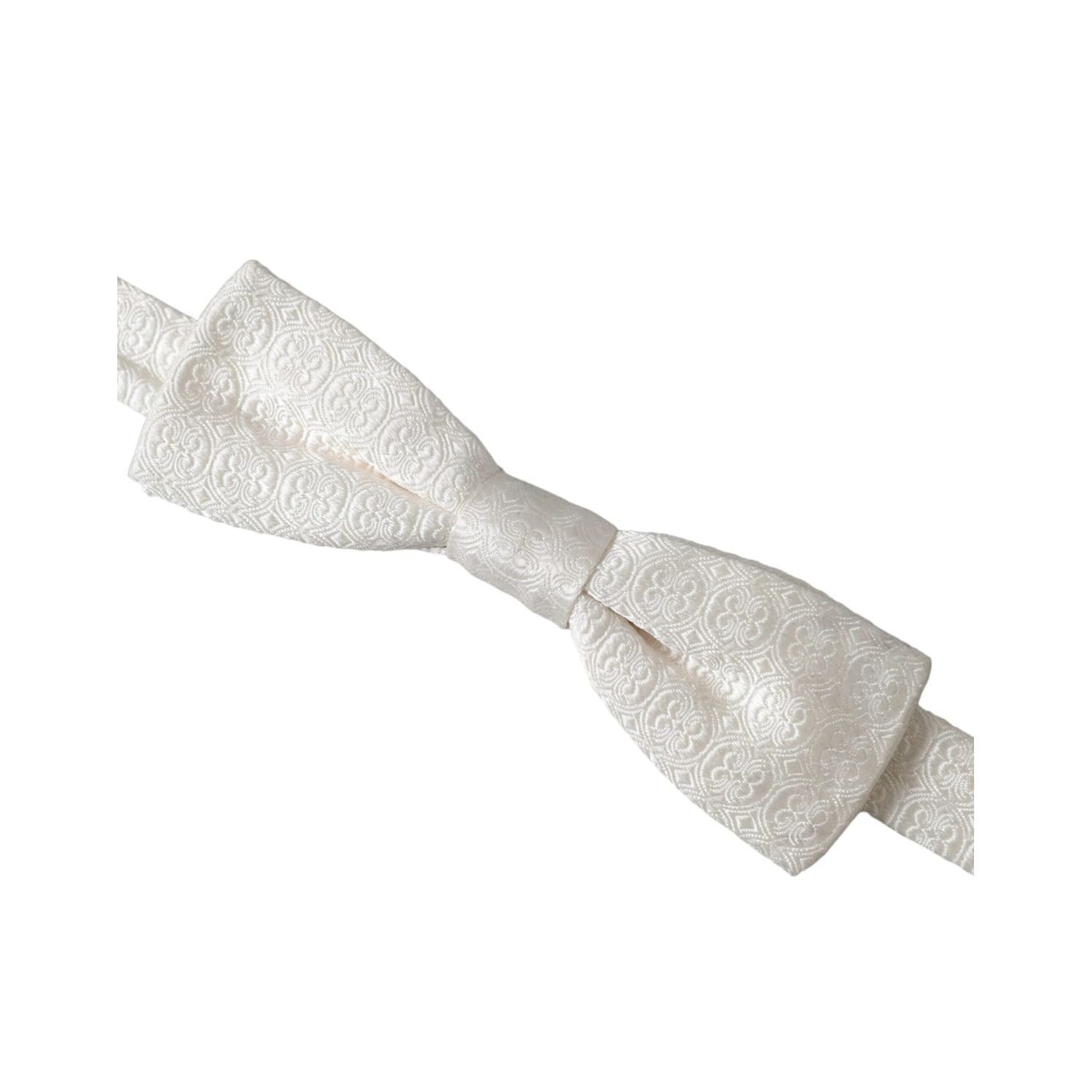 ربطة عنق بابيلون للرجال من دولتشي آند غابانا، من الحرير الأبيض المنقوش، قابلة للتعديل