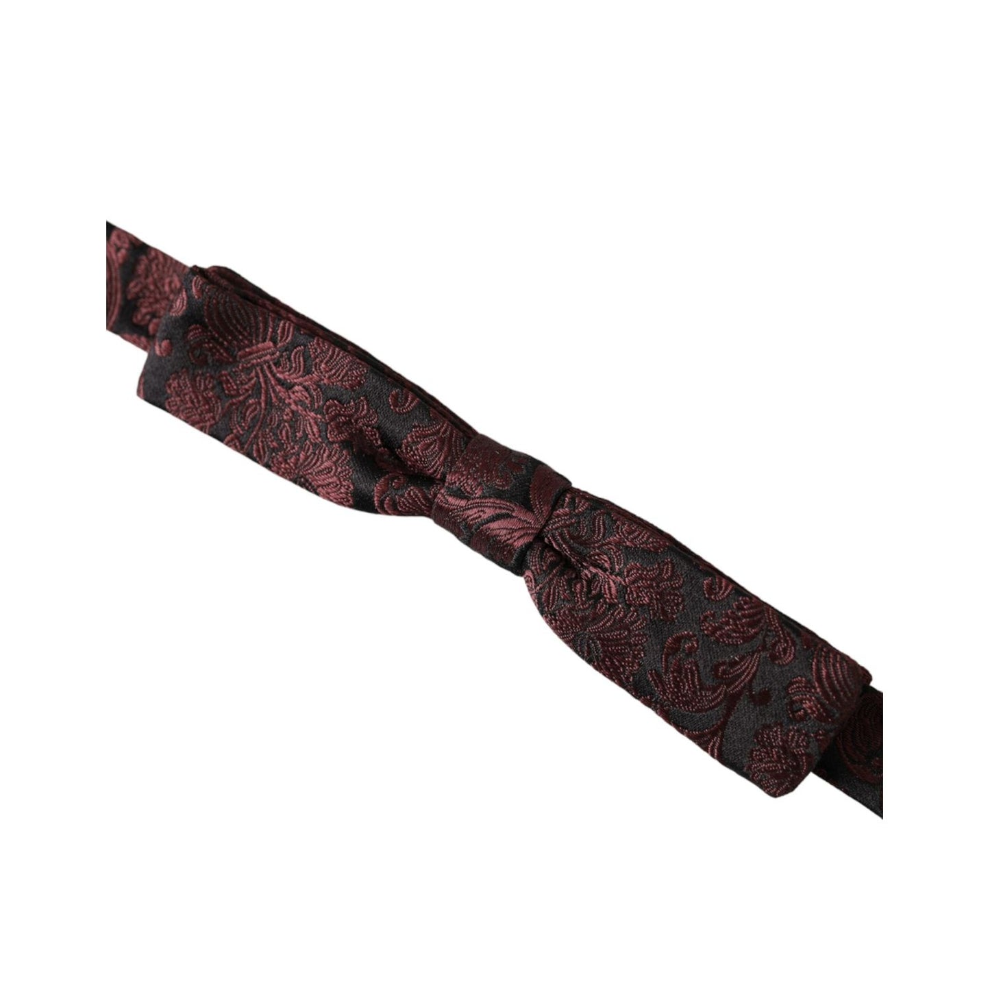 Dolce & Gabbana Maroon Floral Silk Adjustable Neck Men Bow Tie FT3946