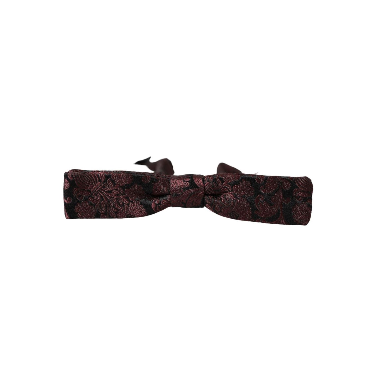 Dolce & Gabbana Maroon Floral Silk Adjustable Neck Men Bow Tie FT3946