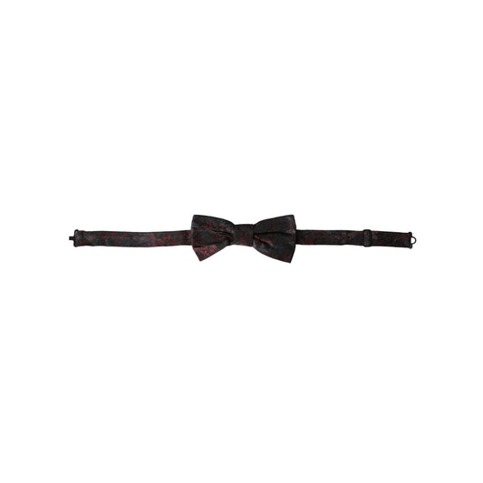 Dolce & Gabbana Red Black Floral Adjustable Neck Men Bow Tie