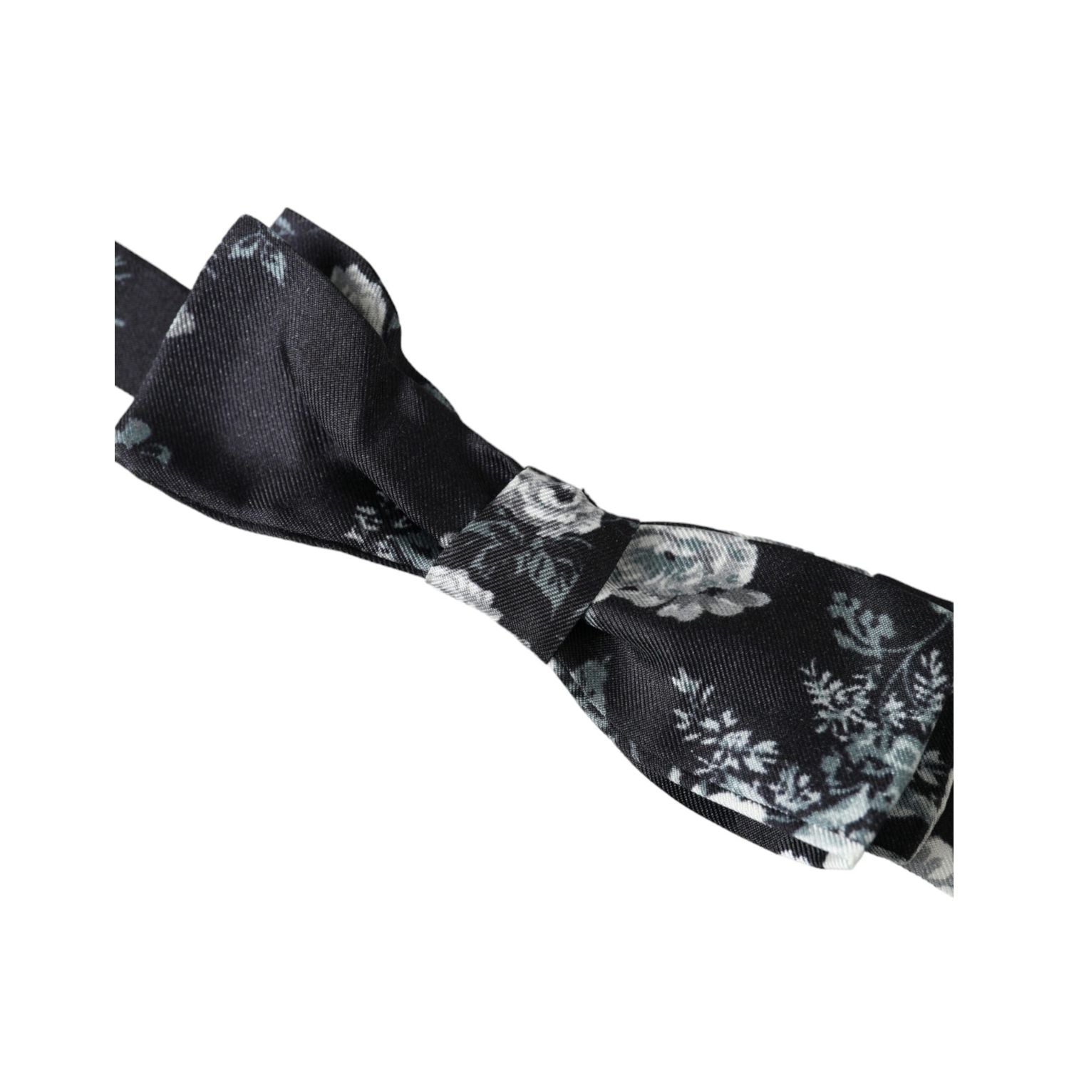 Dolce & Gabbana Black Floral Fantasy Adjustable Neck Men Bow Tie