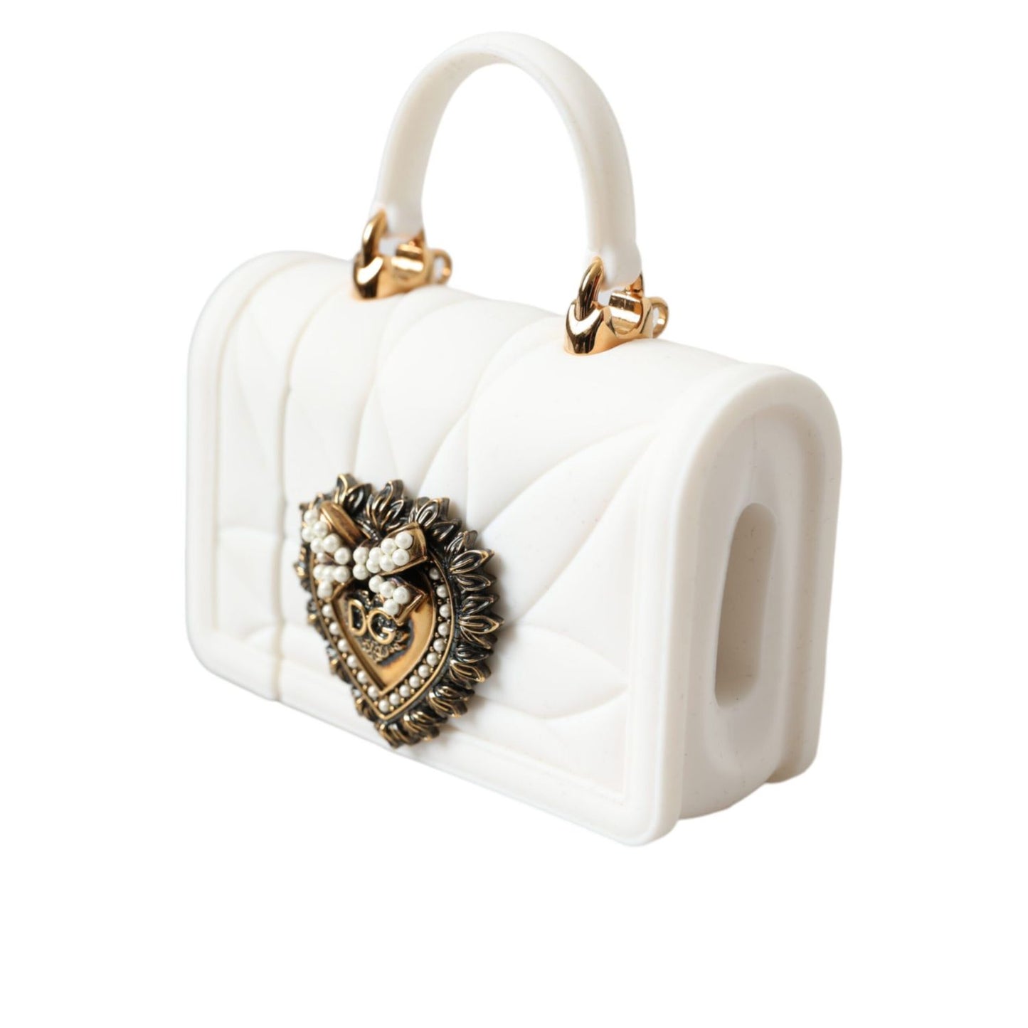 Dolce & Gabbana White Silicone Devotion Heart Cover Hand Bag Airpod Case