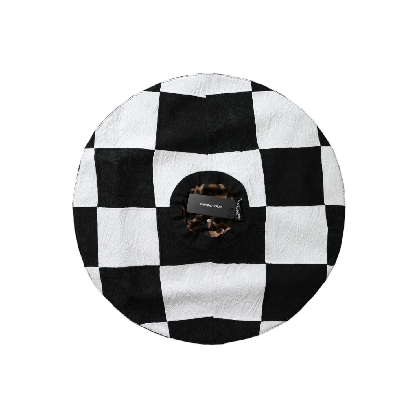 Dolce & Gabbana Black White Checkered Wide Brim Floppy Hat