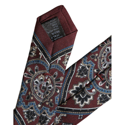 Dolce & Gabbana Bordeaux Printed 100% Silk Adjustable Men Tie