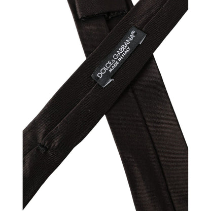Dolce & Gabbana Brown Solid 100% Silk Adjustable Tie