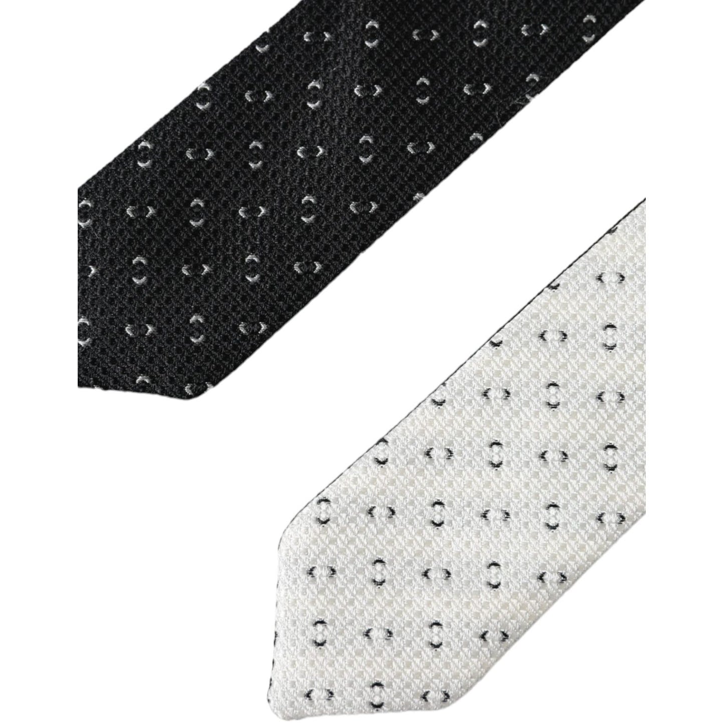 Dolce & Gabbana Black White Patterned Adjustable Tie