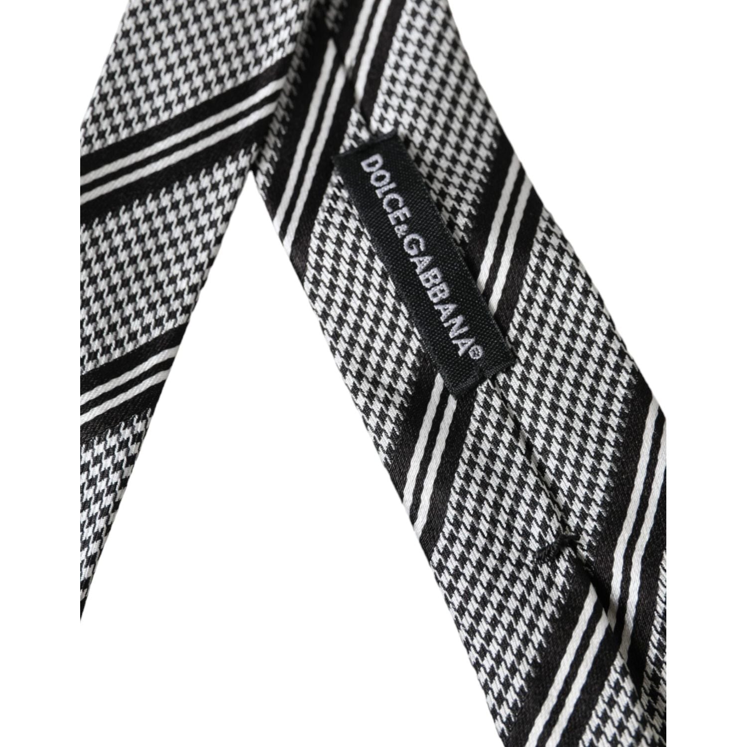 Dolce & Gabbana Black White Stripes Silk Adjustable Tie