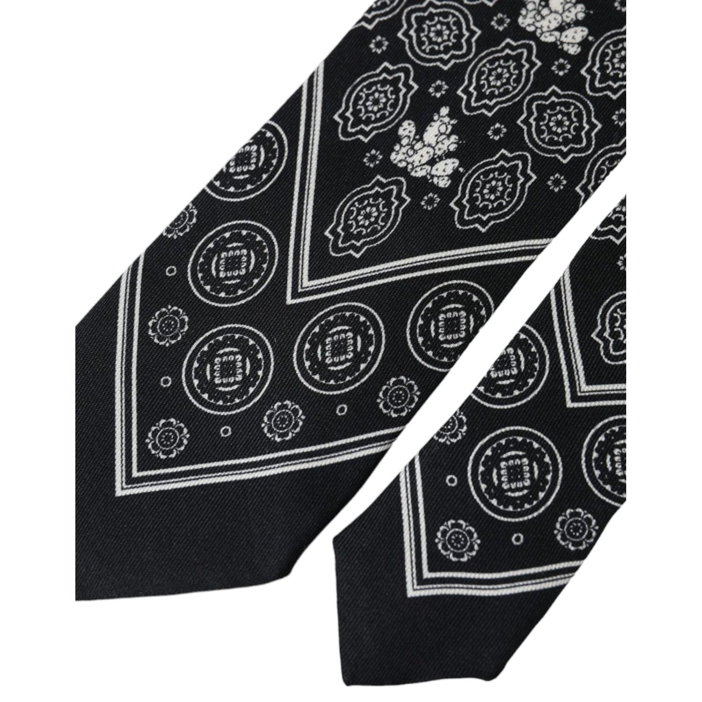 Dolce & Gabbana Black Patterned 100%Silk Adjustable Tie